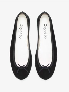 Repetto Black Suede Bow Ballet Flats